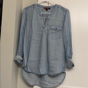 Love Tree V Neck Denim Shirt